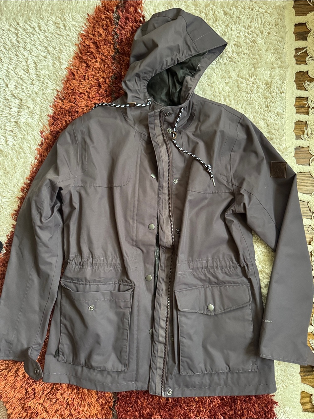 Eddie Bauer Women's Hooded Utility Jacket in Deep Dark purple wine size medium